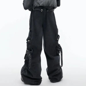 Fábrica Personalizar Crazy Denim Pantalones vaqueros de pierna ancha para hombre Diseño plisado Multi bolsillo Baggy Cargo Diseño Pantalones de mezclilla para hombres - Product Image 5