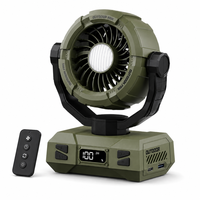 2026 Camping-Ventilator mit Fernbedienung, bürstenlosem Motor, 100 Geschwindigkeiten, Typ-C-LED-Licht, wiederaufladbar, 10000mAh Akku, Kunststoff, energiesparend