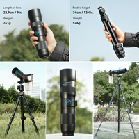 Lente Teleobjetivo con Zoom APEXEL 20-60X, Lente de Cámara de Telescopio HD para Teléfono con Clip para Teléfono y Soporte de Trípode para iPhone, para Tomar Fotos y Videos de Aves
