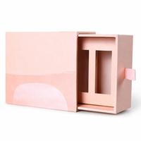 Boîte cadeau en carton rose aquarelle avec tiroir pour cosmétiques, parfums, bijoux, emballage avec ruban, fournisseur personnalisé