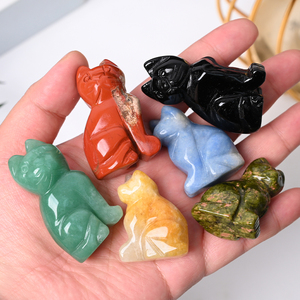 Vente en gros de sculptures d'animaux en <span class=keywords><strong>pierre</strong></span> naturelle sculptées en quartz pierres précieuses à tête de chat sculptés en cristal pour la décoration de bureau - Product Image 5