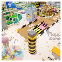 Structure de jeu en mousse multi-niveaux avec toboggan volcan à balles, équipement de terrain de jeu intérieur commercial pour centre commercial