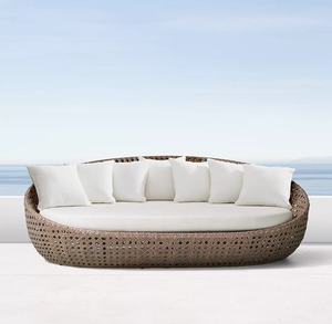 Cama de día redonda para exteriores, <span class=keywords><strong>tumbona</strong></span> de mimbre marrón elegante y cómoda con Base de <span class=keywords><strong>aluminio</strong></span> para Patio y jardín - Product Image 1