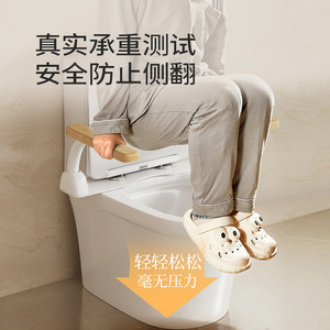 Barre d'appui pour siège de toilette de style japonais en bois massif, capacité de charge de 150 kg, aide à la sécurité dans la salle de bain pour les personnes âgées - Product Image 4