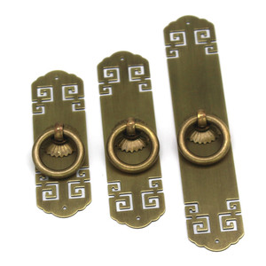Chinese Style <b>Brass</b> Cabinet <b>Door</b> Handle Rectangle Single Hole Durable <b>Antique</b> Bronze Finish - Product Image 5