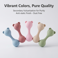 Vente en gros de hochets pour bébés en silicone de qualité alimentaire sans BPA, hochet en forme d'ours, jouet sensoriel doux pour nourrissons, hochet pour nouveau-nés