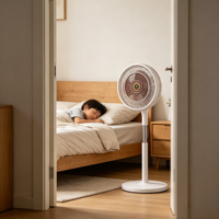 Ventilateur pour enfants à circulation d'air, à économie d'énergie, 20W, faible consommation, ultra-silencieux, 2-en-1 (sur pied et de table), à flux d'air doux, pour extérieur et hôtel