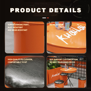 ชุดเก้าอี้โต๊ะโลหะสำหรับนั่งชาเฟอร์นิเจอร์ร้านอาหารสไตล์อุตสาหกรรม<span class=keywords><strong>เก้าอี้</strong></span>แบบดรัมเก้าอี้พักผ่อน - Product Image 4