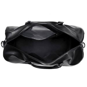 Custom Wholesale Black <b>Leather</b> Travel <b>Duffle</b> <b>Bag</b> with Shoe Pouch Water Resistant Weekender <b>Bag</b> for <b>Men</b> - Product Image 3