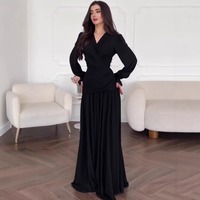 Nouvelle Robe Longue de Soirée Bordeaux Chic Française en Mousseline Plissée à Col V et Manches Longues Lanterne, Taille Haute, Collection Printemps 2026 – Vente en Gros