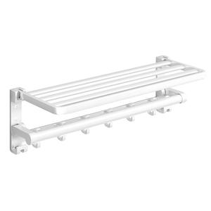 Meiruide Double barre porte-serviettes 60 cm en aluminium sans perçage avec crochet pour salle de bain et toilettes, barre d'appui de sécurité - Product Image 2