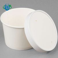 Bol à nouilles en papier kraft blanc jetable de restaurant avec logo personnalisé récipient en papier recyclable pour soupe chaude saladier