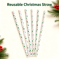 Pailles à boire réutilisables de qualité alimentaire sans BPA, imprimées pour Noël, 12 pouces, décorations de fête de Noël, pour gobelets, motif personnalisé OEM