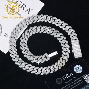 Hiphop Baget Mozanit Küba Zinciri Test Cihazından Geçiyor D VVS1 Mozanit Elmas Kaplama 925 Ayar Gümüş Küba Bağlantılı Zincir İsim Logolu - Product Image 1