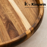 Plateau de service rond en bois d'acacia de 12 pouces - Planche à charcuterie décorative pour table basse, plateau de service alimentaire