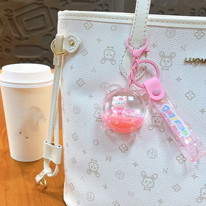 In Promozione: Portachiavi con Ciondolo a Tema Cartone Animato, con Liquido Fluttuante a Effetto Sabbie Mobili, Design Tazza di Latte, Tazza di Tè, Zampa di Gatto - Product Image 4