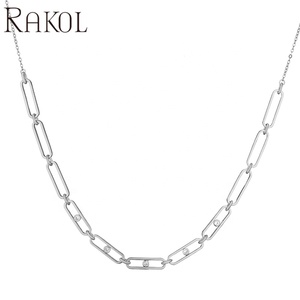 RAKOL NP5077 Gold-Plated Link Paperclip Chain Women's Gift Hiphop Necklace - Product Image 2