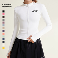 Nouvelle arrivée, veste à manches longues coupe-vent, douce pour la peau, double fermeture éclair, veste de sport, veste décontractée pour la gym, veste de yoga