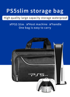 Étui de transport protecteur pour PS5 Slim avec fermeture à glissière, en nylon, motif malt, imperméable, grande capacité