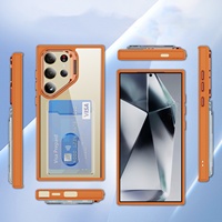 Support en métal transparent anti-chute avec insertion de carte Logo personnalisé Nouvelle coque de téléphone pour appareils mobiles Samsung S24U S23U S22U