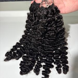 Offre Spéciale : Cheveux Humains Frisés Ondulés Profonds au Crochet Effet Plume # Lot de Cheveux au Crochet Pré-Séparés <span class=keywords><strong>Miracle</strong></span> Knots Couleur 1B pour Femmes - Product Image 1