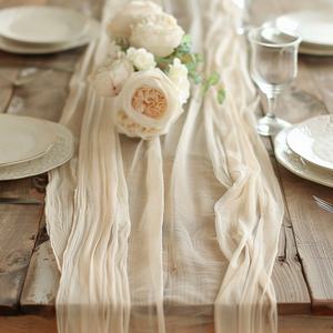All'ingrosso evento personalizzato di nozze Chiffon Cheesecloth runner da tavolo 10ft <span class=keywords><strong>per</strong></span> la festa - Product Image 5