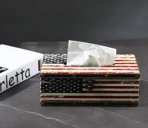 ティッシュボックスカスタムメタルアイアンモデルおもちゃ手作りスケールセールアメリカ国旗の家の装飾モデル