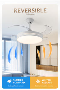 Nuevo Ventilador de Techo Retráctil Invisible de 42'' con Luz - 3 Colores Atenuables, Motor de CC de 6 Velocidades, Control Remoto y Temporizador, Blanco/Negro/Plateado - Product Image 4