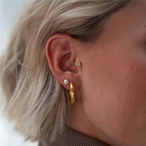 Boucles d'oreilles clous tendance CANNER en forme de triangle simple avec perles, plaquées or 18 carats, vente en gros - Product Image 3