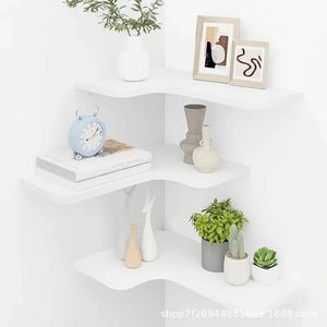 Modern Minimalist L-Shaped Solid Wood Corner <b>Wall</b>-<b>Mounted</b> <b>Shelf</b> Durable Storage Rack For Living Room Kitchen Decoration - Product Image 3