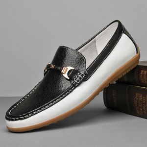 2323-4 2025 Recién llegado, zapatos de cuero genuino para hombres, zapatos casuales, zapatos náuticos con bloqueo de <span class=keywords><strong>Color</strong></span> - Product Image 3