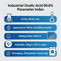 Acide oxalique en poudre de qualité industrielle, pureté élevée 99,6 % min, dihydraté, pour le décapage de la rouille des métaux, le nettoyage, l'impression et la teinture textile