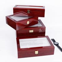 Boîte de Rangement en Bois Laqué pour Montres, 2 à 20 Fentes, Étui Présentoir Cadeau avec Logo Personnalisé, Intérieur en Velours et Fenêtre en Verre