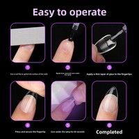 Faux ongles semi-mat européens et américains, sans couture, à couverture complète, en forme d'amande, fins et transparents