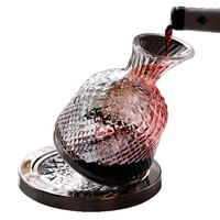 Carafe à vin rouge rotative, design haut de gamme de luxe, construction en verre et métal, personnalisation du logo possible, vente en gros disponible