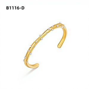 Pulsera de puño chapada en oro Amy Amy con bisel de perlas sintéticas, joyería minimalista para mujer B1116 - Product Image 2