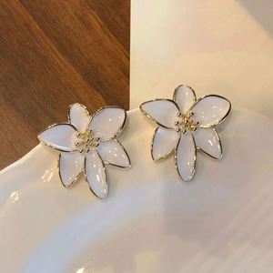New Personality Niche Trendy Gold-Plated Stud Earrings Blue Drop Glaze <b>Flower</b> <b>Sweet</b> Temptation Fashionable Earrings - Product Image 3