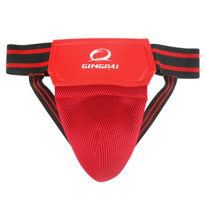 GINGPAI rosso nero adulto maschio MMA sospensorio Sanda Taekwondo Kick Boxing maglia traspirante ingegneria plastica protezione protezione - Product Image 5