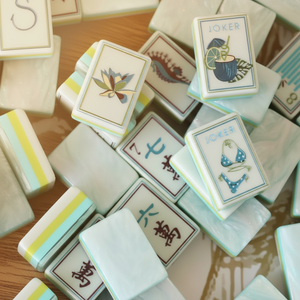 Luxury Acrylic Ocean Style Light Blue Pearl Gradient Seahorse Themed <b>Mahjong</b> Tiles <b>Set</b> for Girls' Gatherings Leisure - Product Image 6