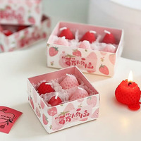 Lot de 4 bougies parfumées artisanales en cire de soja en forme de fraise, personnalisables, pour la décoration de la maison et de la chambre à coucher