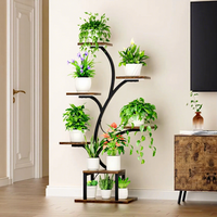 Support à plantes en métal à 7 niveaux avec éclairage de croissance, étagère d'angle en forme d'arbre pour plantes d'intérieur, décoration intérieure