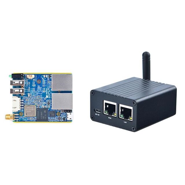 Factory Supplied NanoPi R1 IoT Router Dual Network Port Open Source Development Board with 1G RAM and 8G EMMC Plus Case