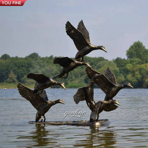 YOUFINE Statues de canards <span class=keywords><strong>en</strong></span> bronze réalistes, canards sauvages pour l'aménagement paysager des jardins et des lacs - Product Image 5