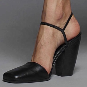 Sandalias de tacón alto y grueso retro para mujer, talla grande 44, con correas elásticas en el tobillo, punta cuadrada, zapatos de vestir de verano para mujer - Product Image 2