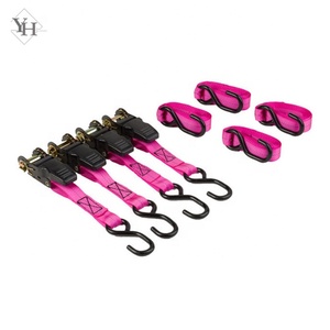 Lot de 4 sangles d'<span class=keywords><strong>arrimage</strong></span> à cliquet en polyester de 25 mm avec crochet en S en caoutchouc certifiées EN 12195 pour moto, vélo, kayak - Product Image 4