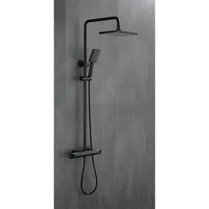 High Quality Two Functions Black Wall Mounted Brass Main Body Hot Sale Shower Set With Sliding Bathroom Sprayer