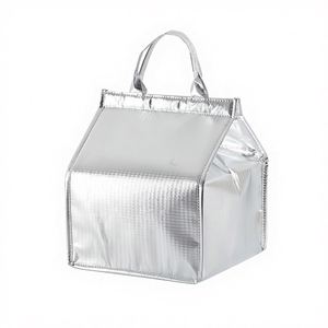 Sac isotherme non tissé métallisé brillant avec couche en aluminium pour la livraison de nourriture, emballage de sandwichs, pizzas, pains, réutilisable, couleur personnalisée - Product Image 1