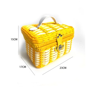 Paniers-cadeaux de vacances, panier tissé assorti à une boîte-cadeau, valise, boîte de mariage, panier en plastique tressé, boîtes de rangement en rotin - Product Image 4