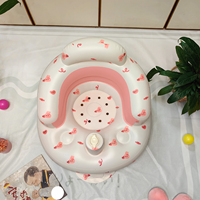 Chaise gonflable pour bébé, imprimé lapin rose, 3 couches anti-retournement, chaise de sol portable pour l'apprentissage des tout-petits, support de bain doux pour l'intérieur