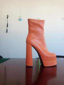 Botas <span class=keywords><strong>de</strong></span> cuero con plataforma gruesa y cremallera lateral para mujer, <span class=keywords><strong>zapatos</strong></span> <span class=keywords><strong>de</strong></span> tacón alto, a prueba <span class=keywords><strong>de</strong></span> agua, talla grande, nuevo, S379 - Product Image 5